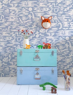 Mystic Lagoon Designer Wallpaper in Peri 'White and Periwinkle'