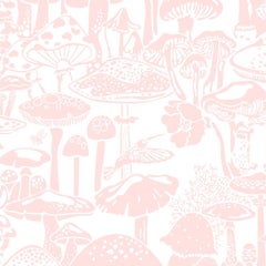 Mushroom City Designer Wallpaper in Daisy 'Pink and White'