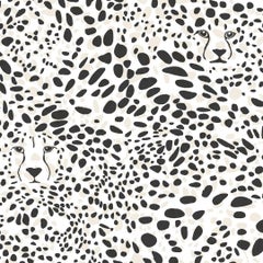 Cheetah Vision Designer Wallpaper in Haze 'Black, Pale Grey and White'