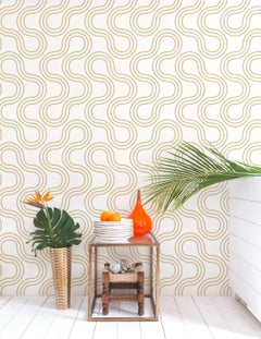 Mamma Designer Wallpaper in Sphinx 'Metallic Gold on Soft White'