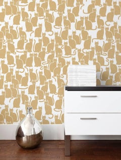 Shadowcat Designer Wallpaper in Sphinx 'Metallic Gold on Soft White'