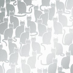 Vintage Shadowcat Designer Wallpaper in Glimmer 'Metallic Silver on Soft White'