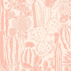 Cactus Spirit Designer Wallpaper in Splendid 'Salmon Pink and Blush'