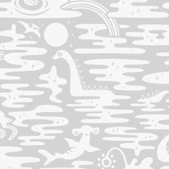 Mystic Lagoon Designer-Tapete aus Leder 'Weiß und Grau'