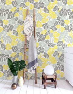 Deliciosa Designer Wallpaper in Lemonade 'Greys, Yellow and White'