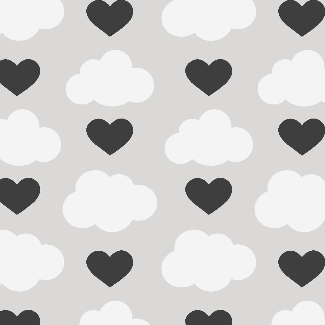 Loveclouds Designer Wallpaper in Rebel 'Black, White and Grey' For Sale