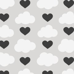Loveclouds Designer Wallpaper in Rebel 'Black, White and Grey'