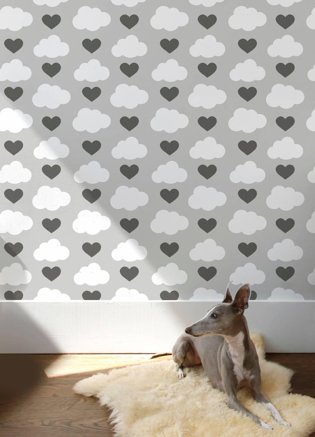 This hand-printed wall-covering is as simple as it is elegant! Hearts and clouds... the perfect wallpaper for your child's room, playroom or nursery.
 
Samples are available for $18 including US shipping, please message us to purchase.  

Printing: