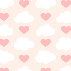 Loveclouds Designer-Tapete in Amor „Pink, Weiß und Blush“