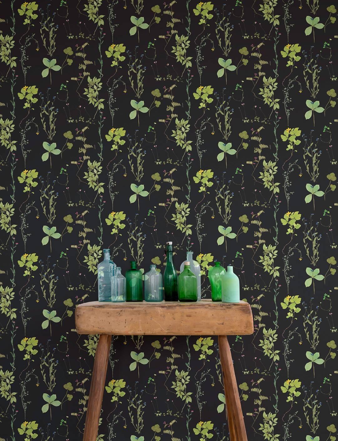 Founder of Ivana Helsinki, Paola Suhonen pressed flowers in a book, creating Herbario years later. Aimée worked with these elements to create a myriad of colorful wallpapers and fabrics to use in the home. 

Samples are available for $18 including
