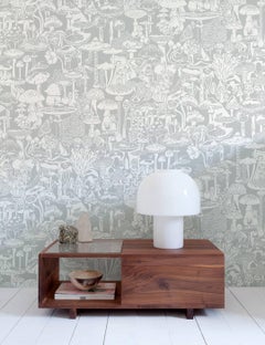 Mushroom City Designer Wallpaper in Heather 'White and Grey'