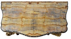18th Century, French Gold Guilted Console Table with Fossilized Marble Top