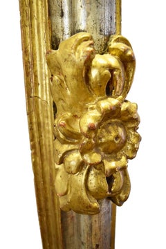 18th Century Baroque Spanish Fruitwood Gilded and Silvered Frame