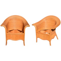 1980 Two Pair of Vintage Bamboo Sofa Chairs