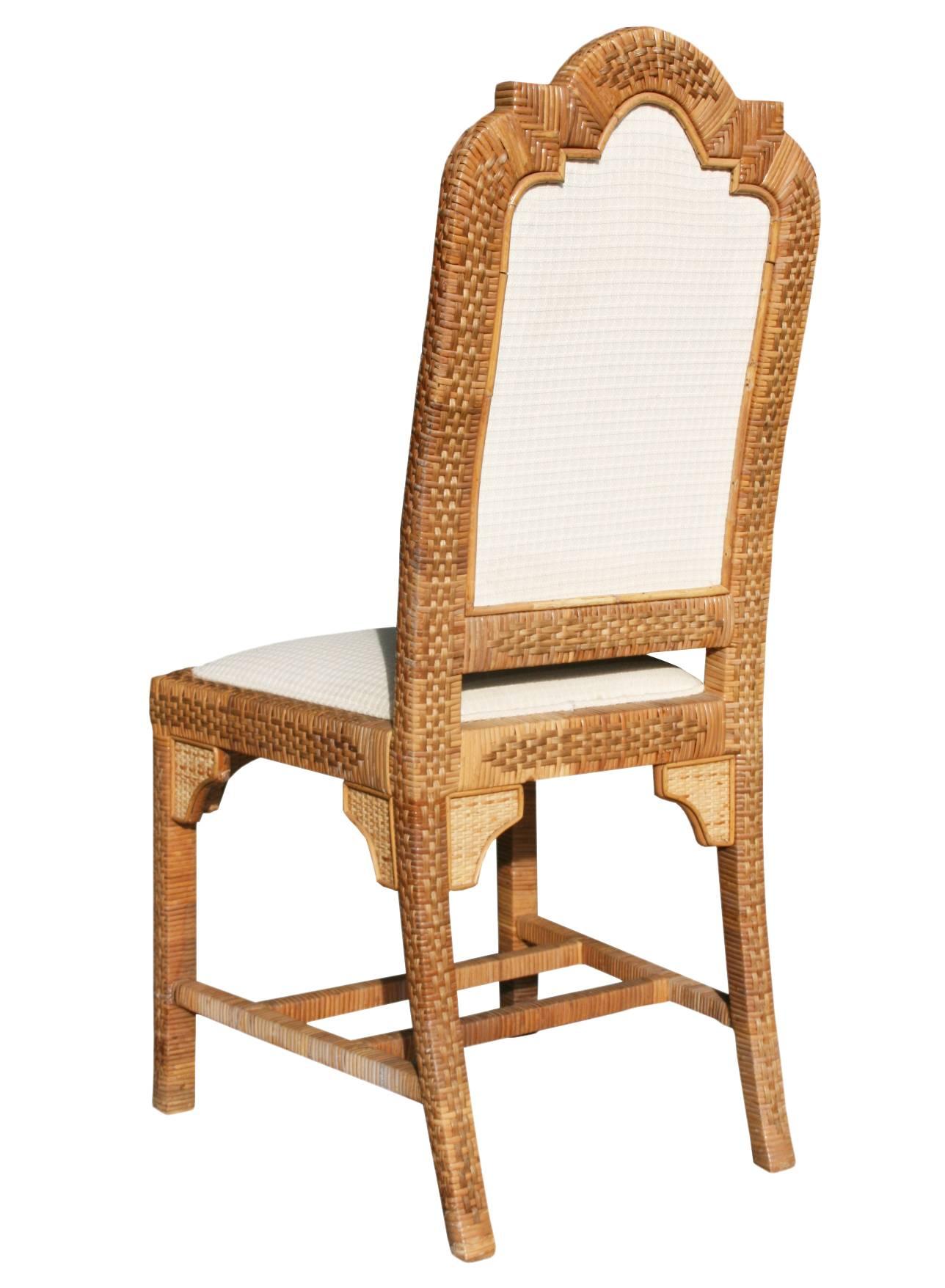 1980s Six-Piece Seating Set, Solid Wood Frames Lined with Interlaced Wicker In Good Condition For Sale In Marbella, ES