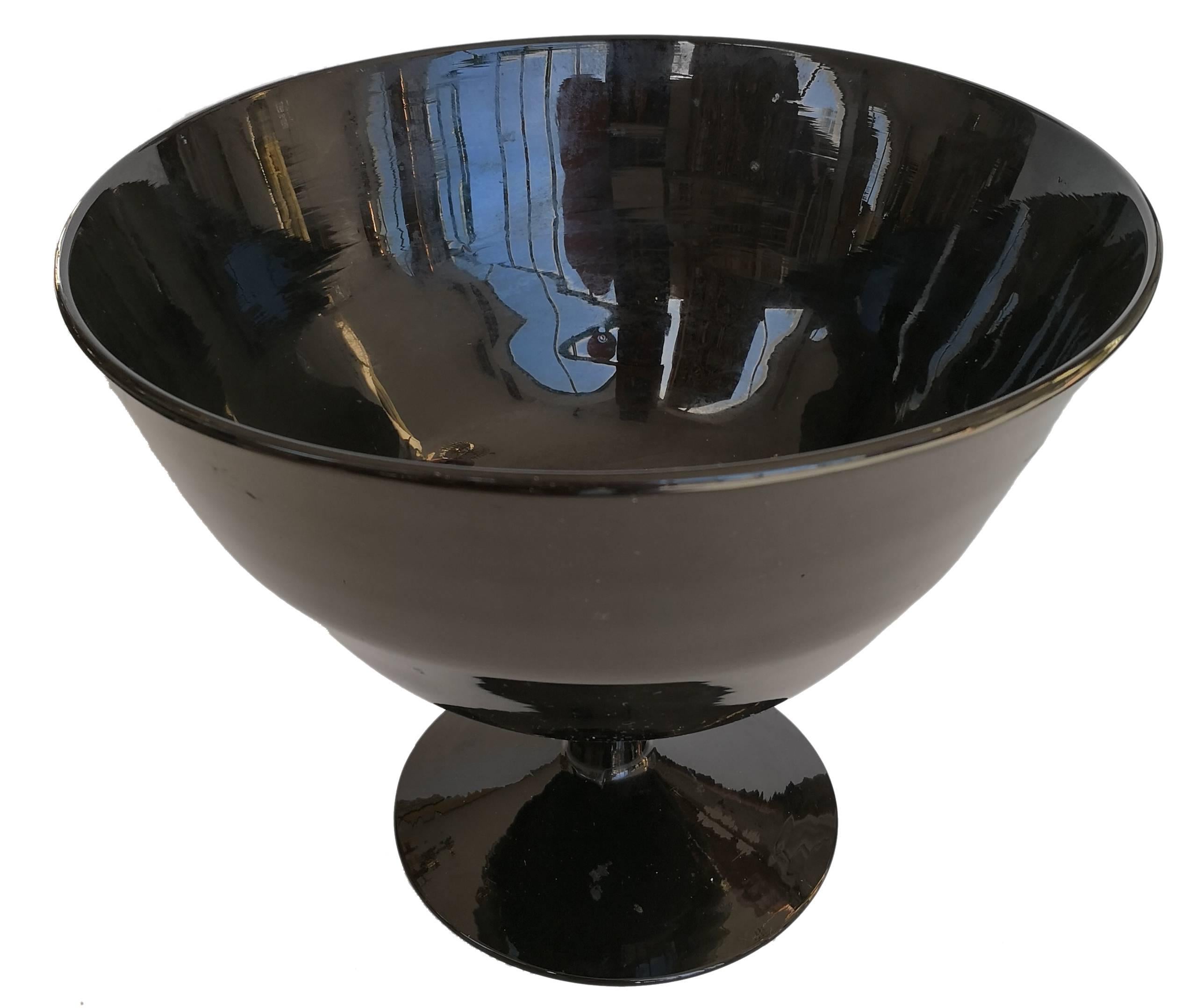 Mid-Century Modern 1940s Murano Opaque Black Glass with Irregular Brown Vein For Sale