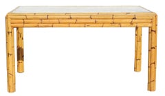 Spanish, 1980s Bamboo Glass Dining Table with Smoked Glass Tabletop