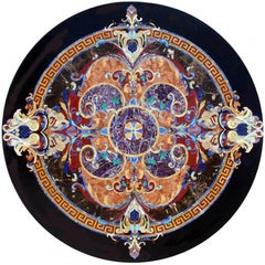 Vintage Italian Pietre Dure Inlay Stone Round Tabletop