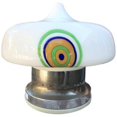 1980s Italian Design Desk Lamp Made of Steel and Very Special Glass