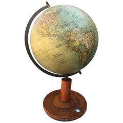 1900s Russian World Globe Dioram Made of Wood and Paper