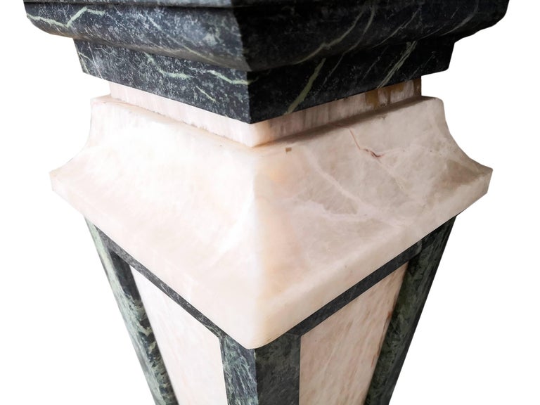 Italian Pair of Tall Serpentine Marble and Honey Onyx Pedestals For ...