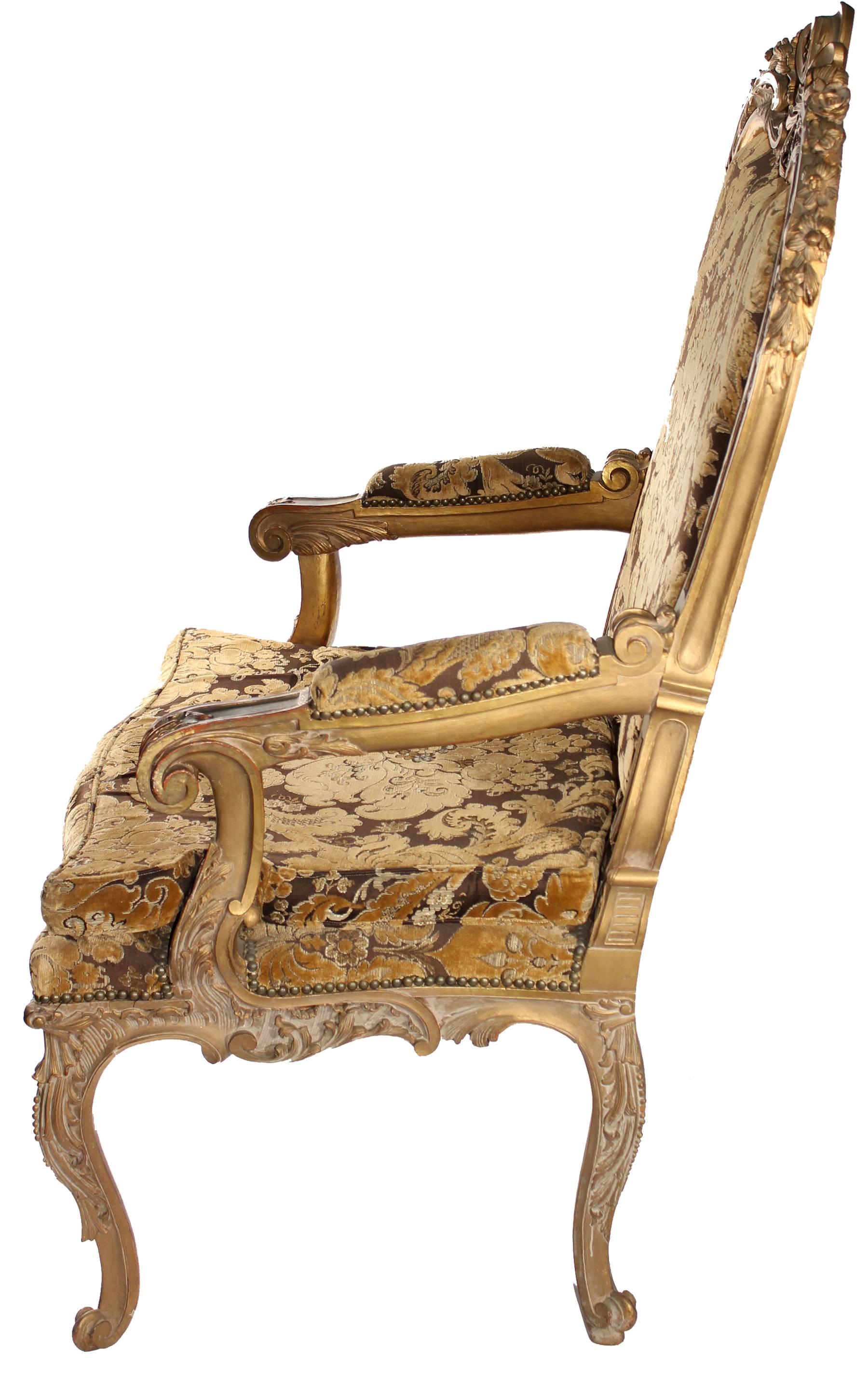 19. Jahrhundert Französisch Barock Stil gepolsterter Sessel (Handgeschnitzt) im Angebot