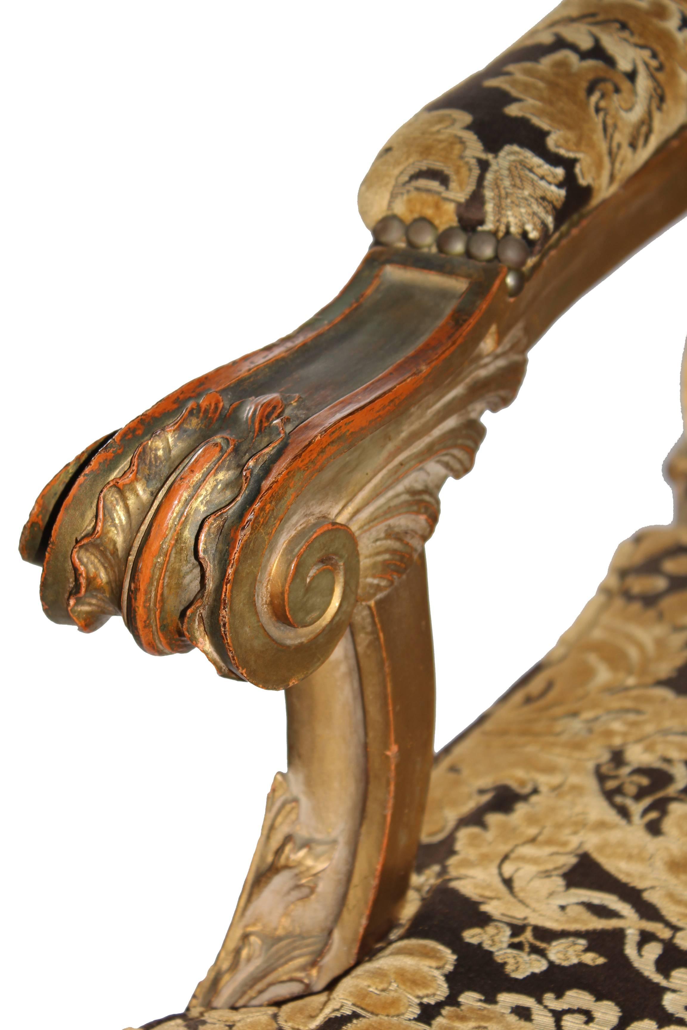Fruitwood 19th Century French Baroque Style Upholstered Armchair For Sale