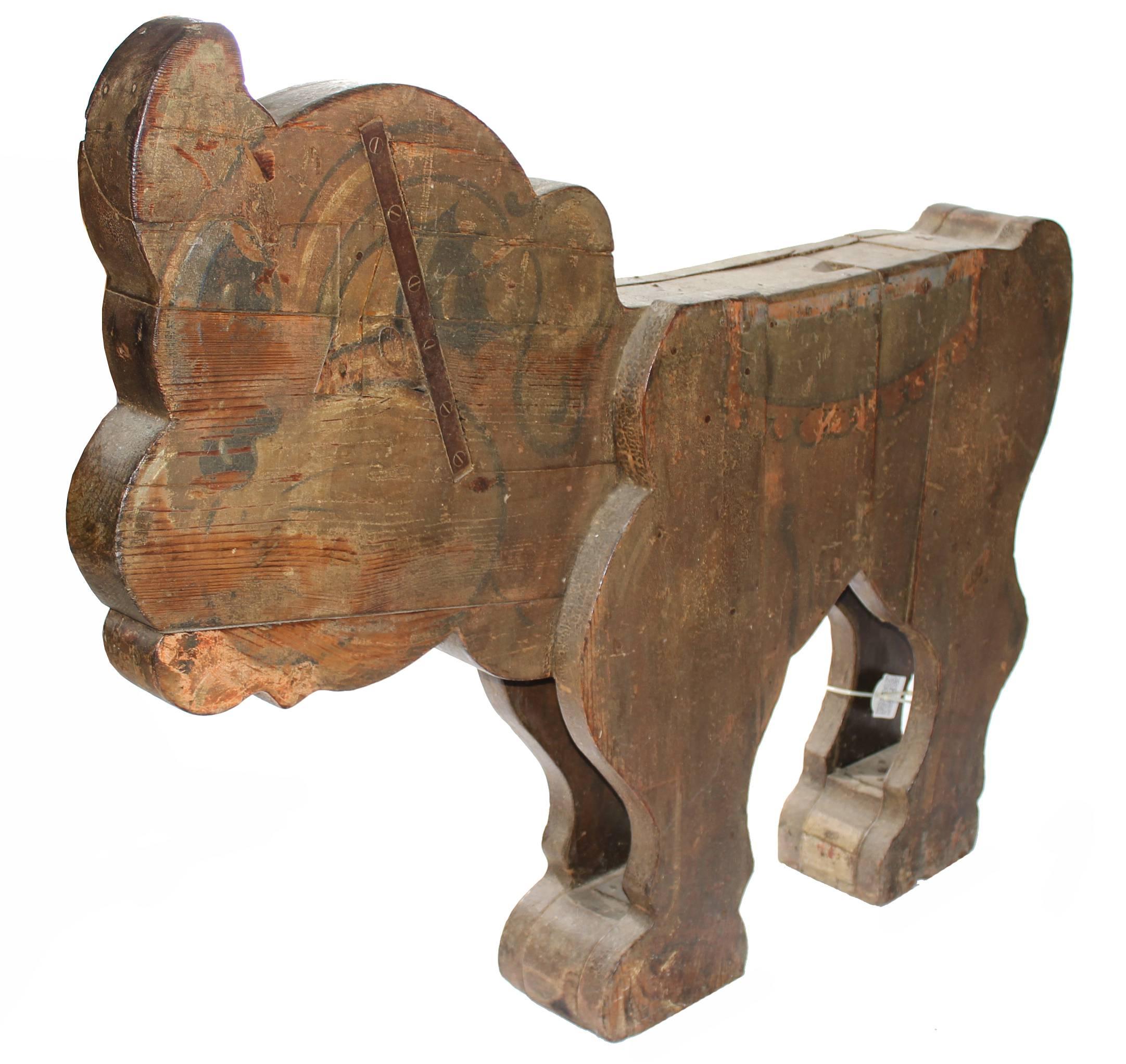 Hand-Painted Spanish, 1850s Fair Carousel Wooden Dog For Sale