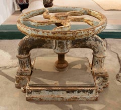 1850s Antique Industrial Press in Patinated White Iron