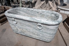 Green Veined Marble Bathtub Carved from a Single Piece