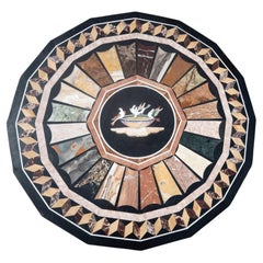 Octagonal Marble Tabletop with Pietra Dura and Italian Birds