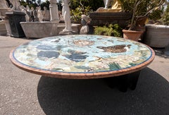 Natural Stone Circular Mosaic Table Featuring Waterfowl and a Nest