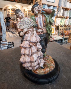 Signed Polychrome Ceramic Genre Sculpture of an Andalusian Couple