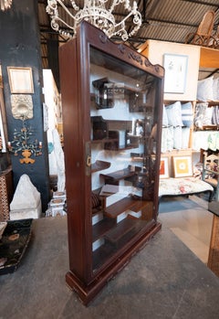 19th Wooden Display Cabinet with Glass Door and Shelves