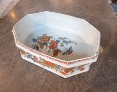 1970s Octagonal Porcelain Serving dish or Centerpiece Decorated & Floral Motifs