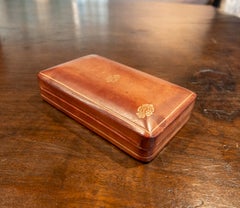 1950s Handcrafted Italian Leather Box with Embossed Gold Details