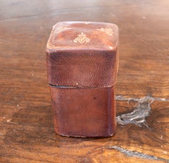 1950s Antique Leather Pocket Watch Box or Small Case, Italy