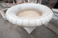 Pair of Classic Carved Marble Urns with Pedestals