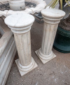 Pair of Marble Pedestals with Fluted Shafts