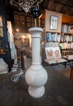 Inlaid Table Lamp with a Spirally Fluted Body