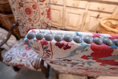Pair of Louis XIV Walnut Armchairs with Floral Upholstery