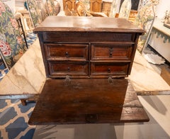 18th Dark Wood Bargueño with a Drop-front and Four Drawers.