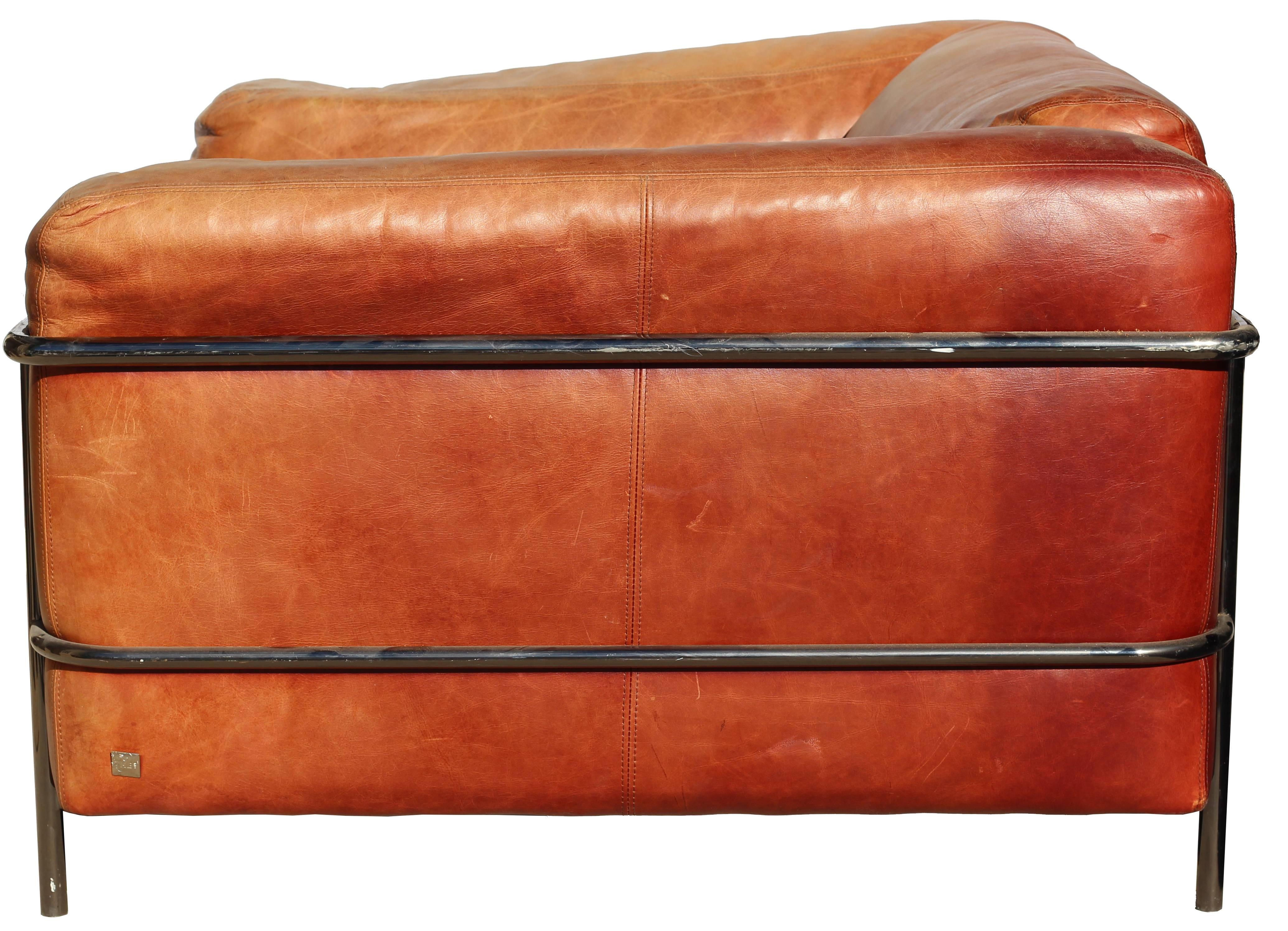 1980s Leather and Steel Sofa In Excellent Condition In Marbella, ES