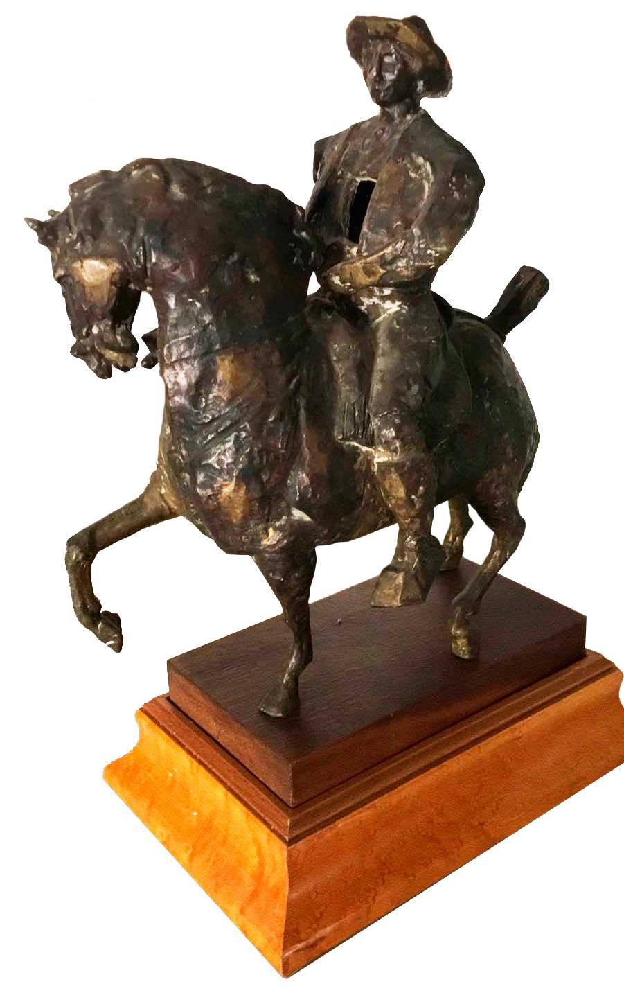 Bronze 20th Century Venancio Blanco Bronce Figure of a Spearman on Horseback