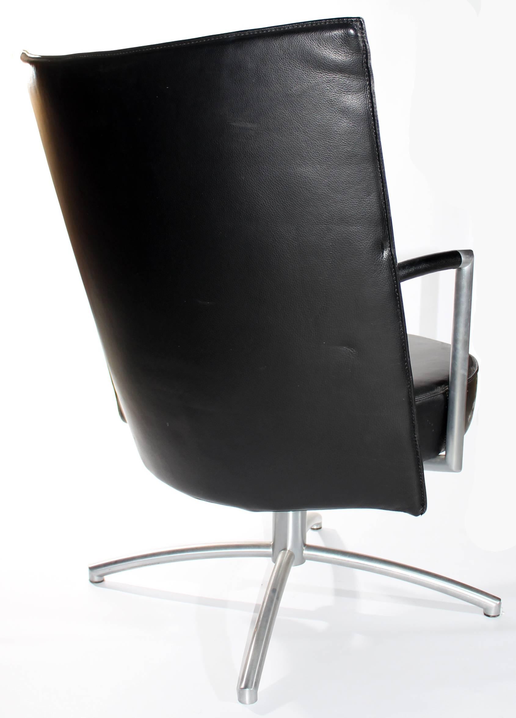 Danish Foersom & Hiort-Lorentzen Leather and Stainless Steel Club Chair