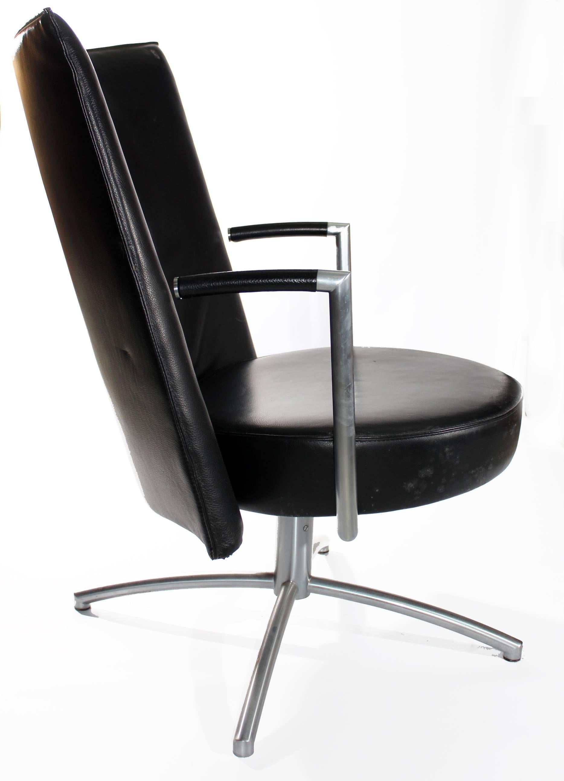 Contemporary Foersom & Hiort-Lorentzen Leather and Stainless Steel Club Chair