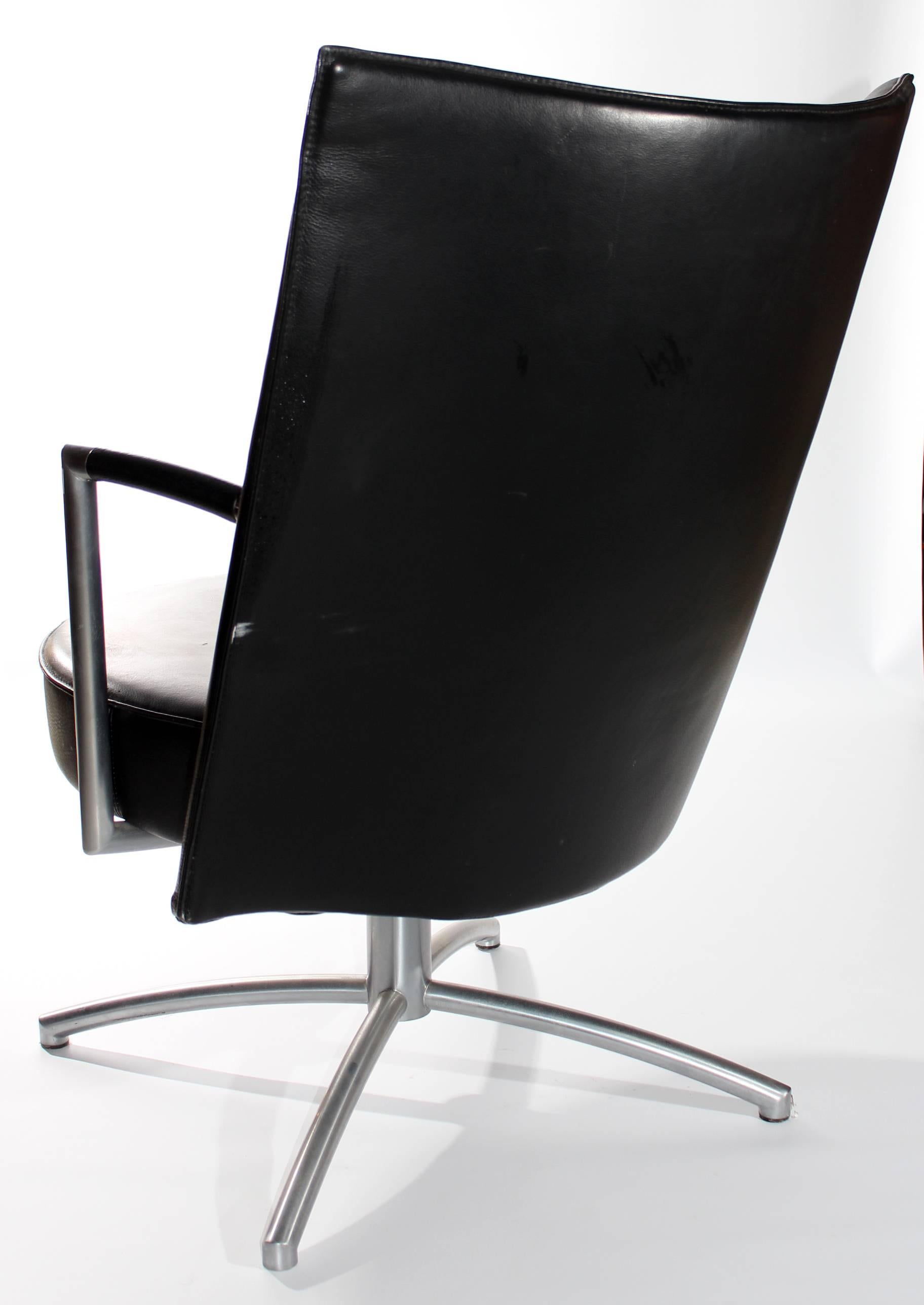 Modern Foersom & Hiort-Lorentzen Leather and Stainless Steel Club Chair