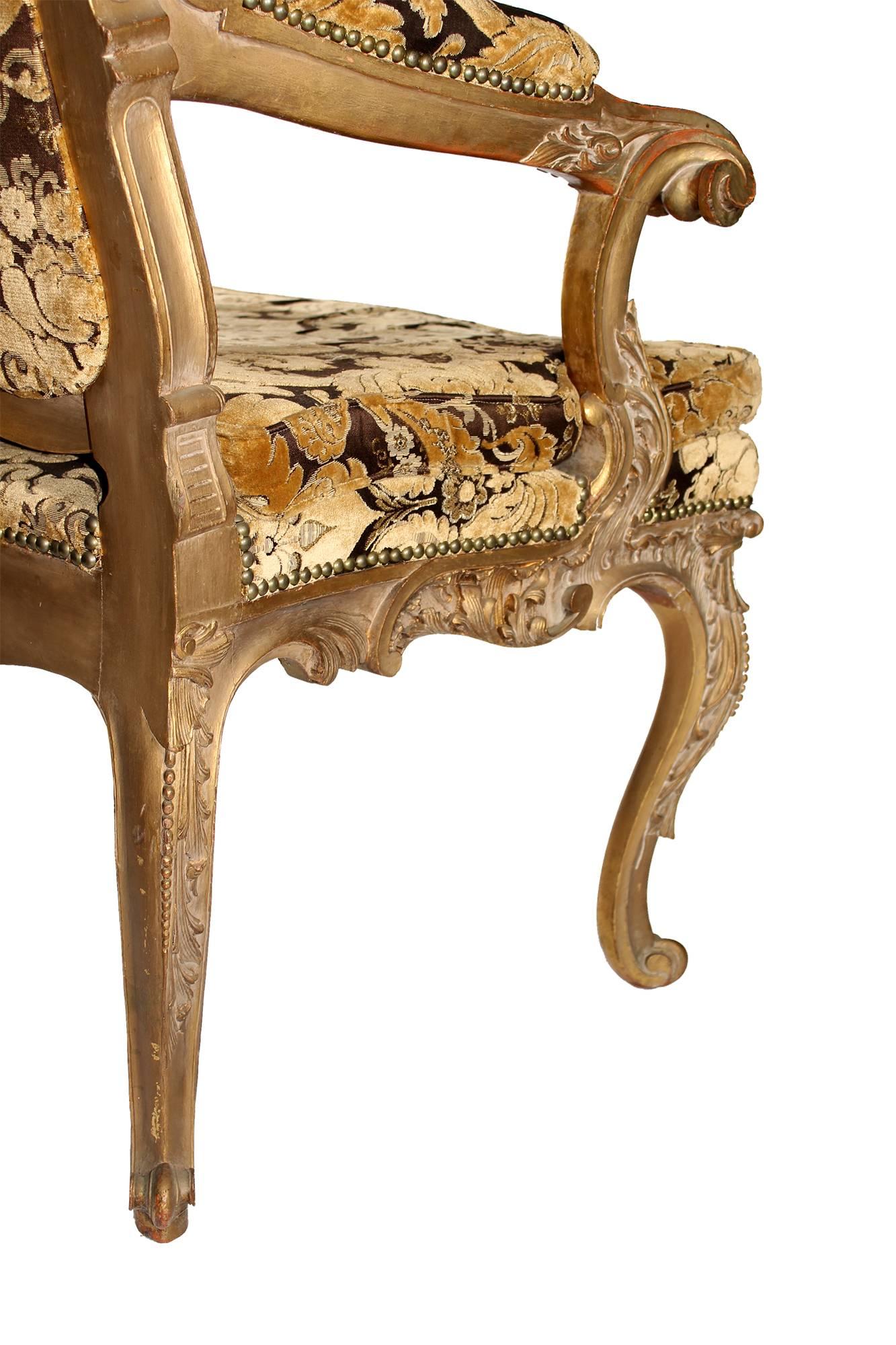 19th Century French Baroque Style Upholstered Armchair For Sale 1