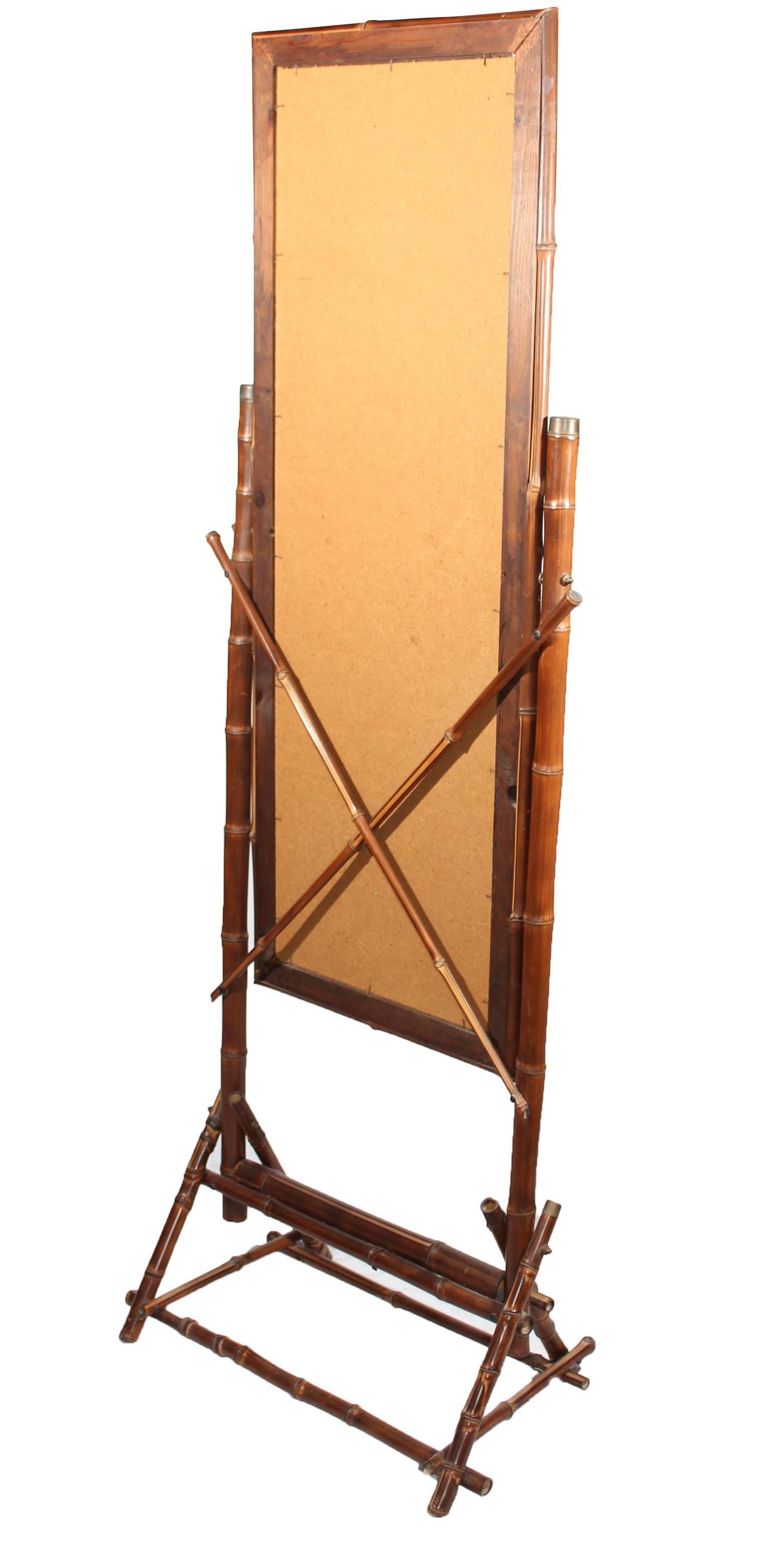 1990s Bamboo Standing Mirror In Excellent Condition In Marbella, ES