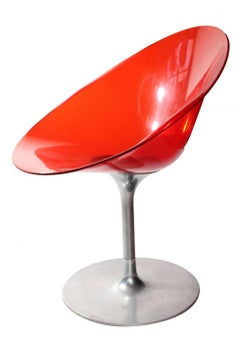 Pair of Philippe Starck "Eros" by Kartell Red Italian Lucite Swivel Chairs